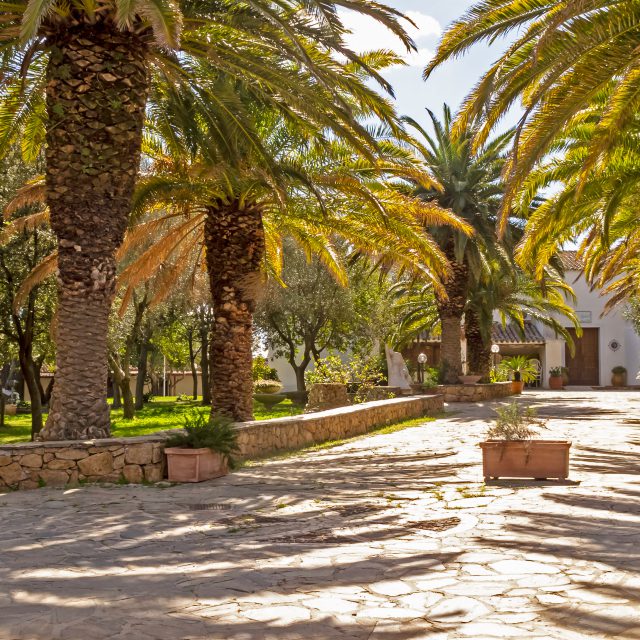 Courtyard of the shrine of Our Lady of Remedy (Nostra Signora del Rimedio) in Orosei